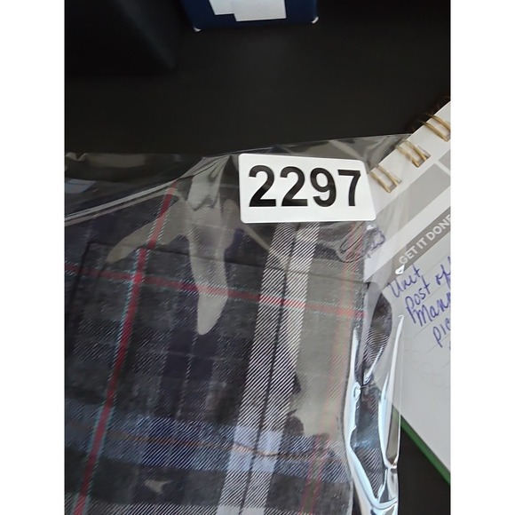 UNTUCKit Mens 2XL NAVY CHECK Wrinkle Free Button Up Long Sleeve Dress Shirt - Picture 7 of 7